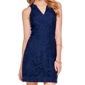 Lilly Pulitzer - Navy Blue Paisley Lace Sleeveless Dress Sz 10